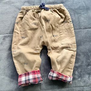 Hanna Andersson  super cute motorcycle plaid lined pants, size 85/ 18-24m